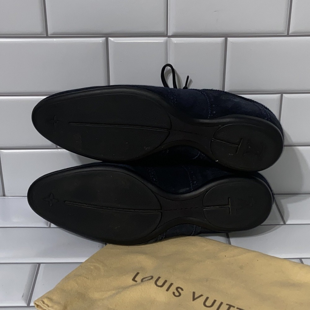 Louis Vuitton LV Shoes Oxford Wingtip Dress Shoes UK 8.5 US 9.5 Navy Blue Suede - Picture 9 of 11